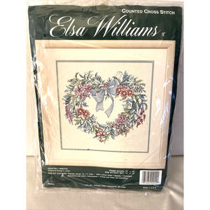 Elsa Williams Counted Cross Stitch Kit HEARTFELT WREATH 2044 NIP Michael LeClair
